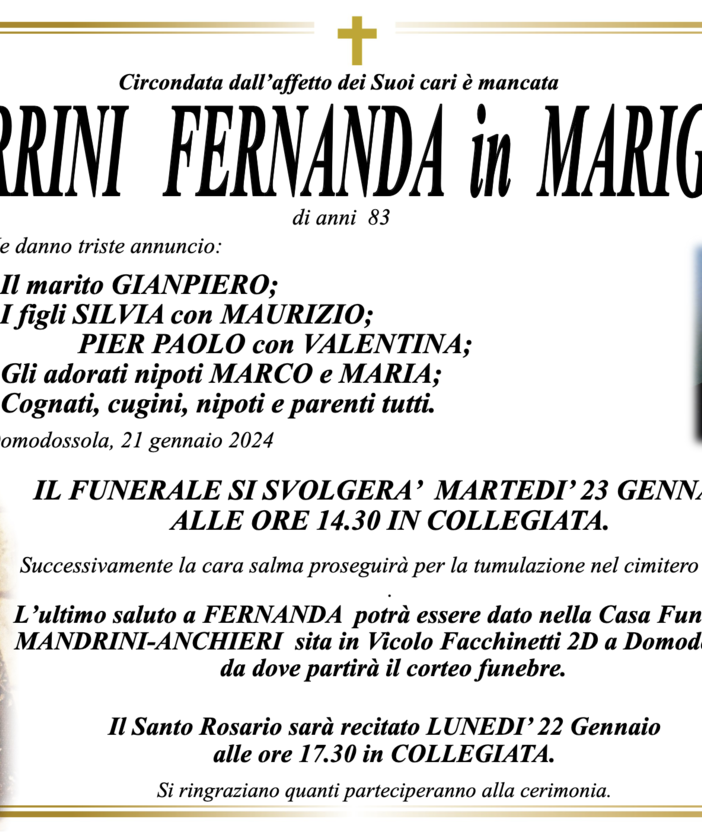 Ciavarrini Fernanda in Marigonda di anni 83