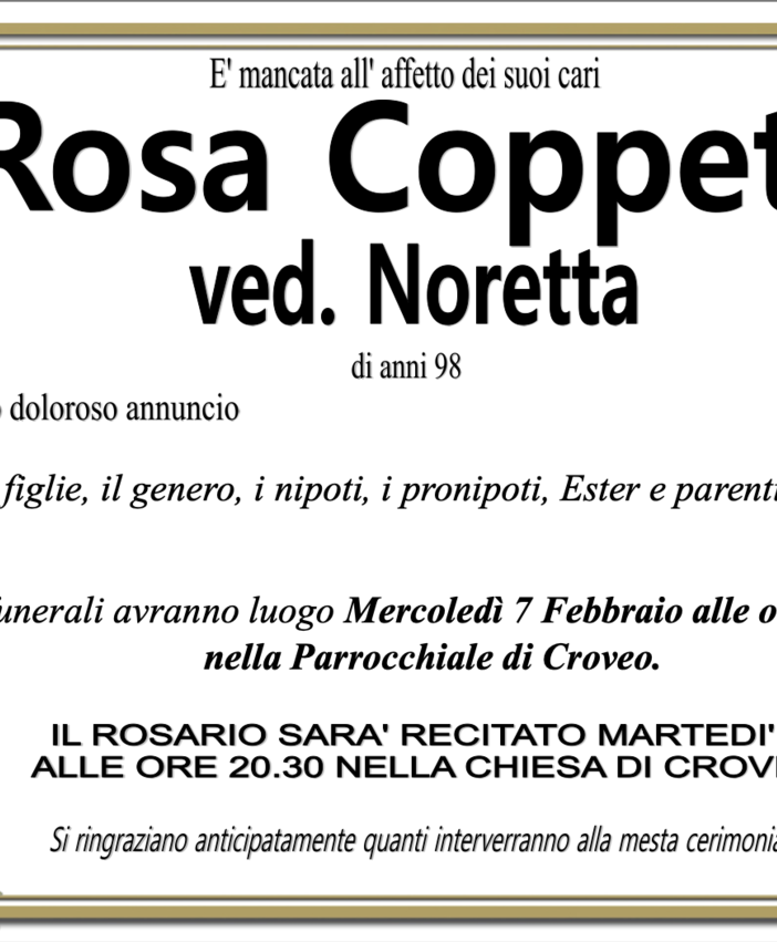 Rosa Coppetti ved. Noretta di anni 98