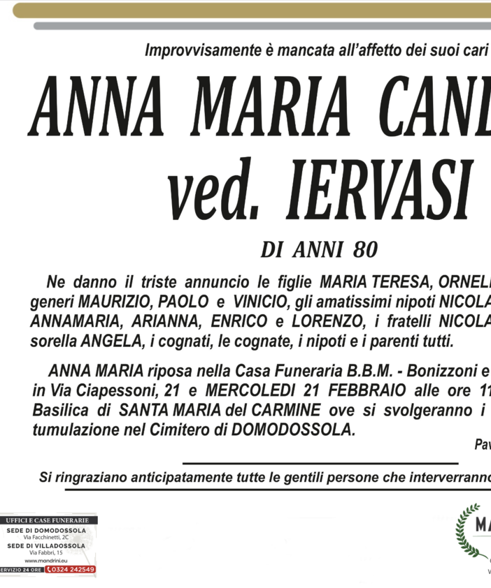 Anna Maria Candido ved. Iervasi di anni 80