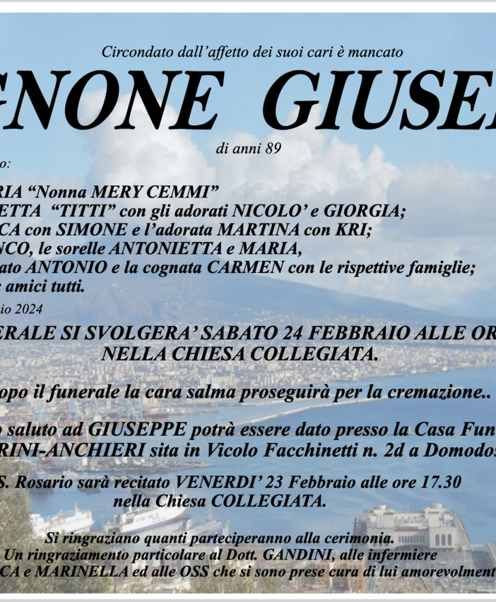 Mignone Giuseppe di anni 89