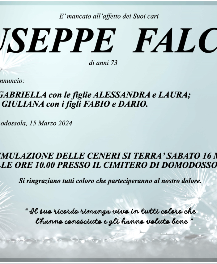 Giuseppe Falcini di anni 73
