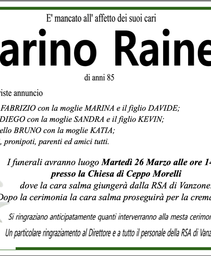 Marino rainelli di anni 85