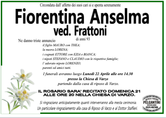 Fiorentina Anselma ved. Frattoni 93 anni