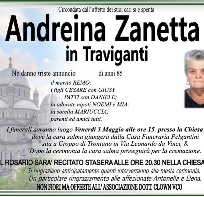 Andreina Zanetta in Traviganti 85 anni
