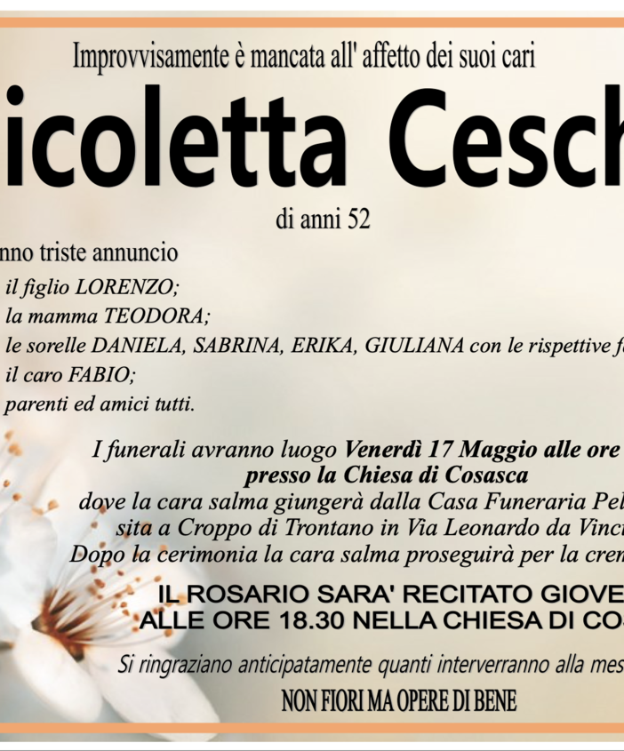 Nicoletta Ceschi di anni 52