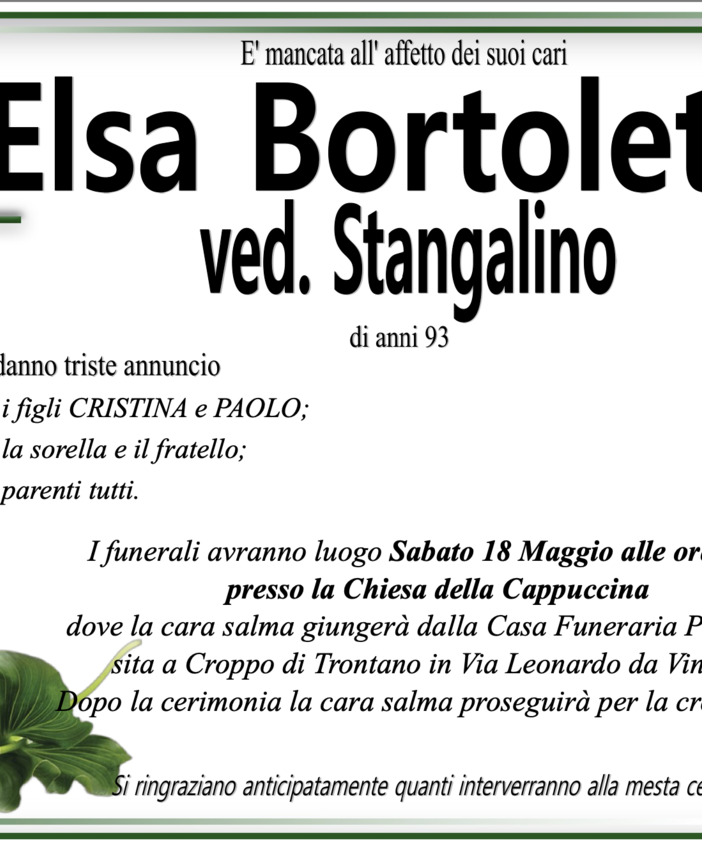 Elsa Bortoletto ved. Strangalino di anni 93