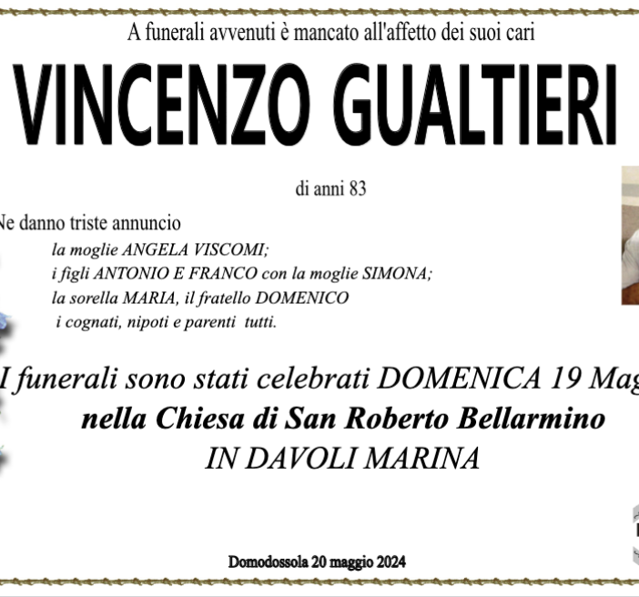 Vincenzo Gualtieri anni 83