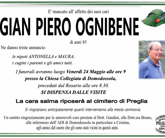 Gian Piero Ognibene 85 anni