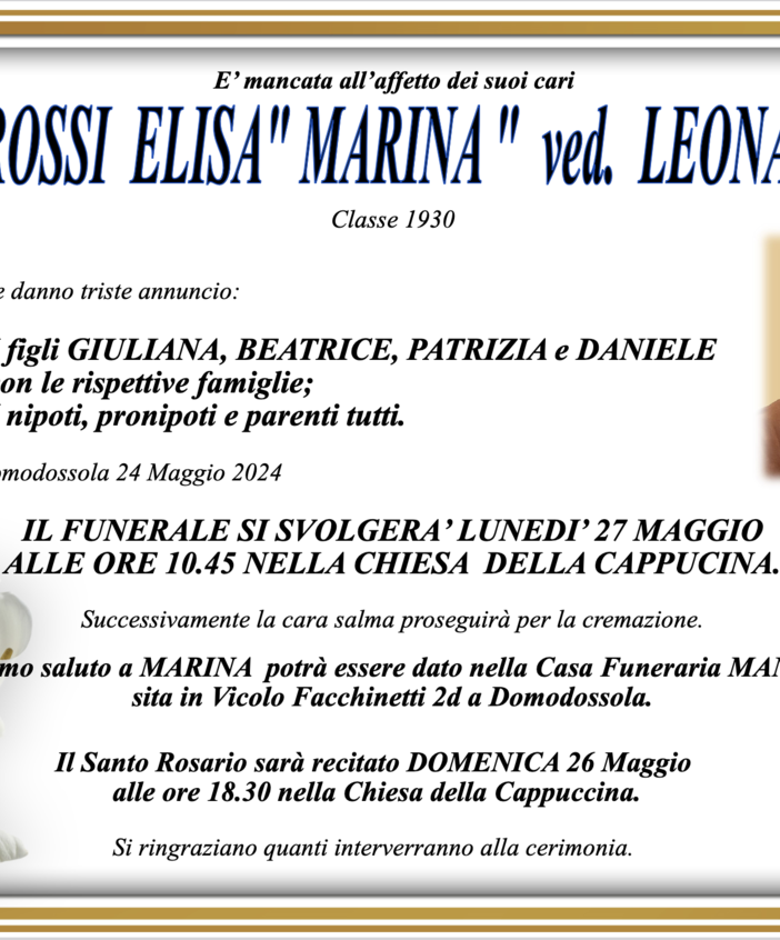 Rossi Elisa &quot;Marina&quot; ved. Leonardelli