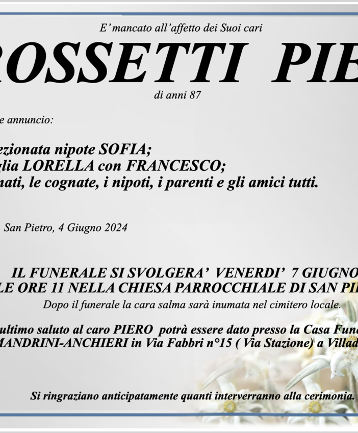 Pirossetti Piero di anni 87