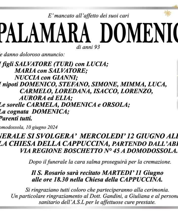 Palamara Domenico di anni 93