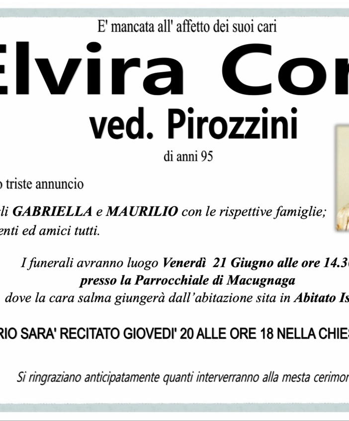 Elvira Corsi ved. Pirozzini di anni 95