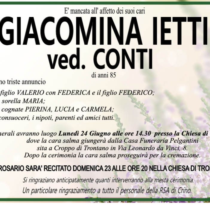 Giacomina Ietti vd. Conti 85 anni
