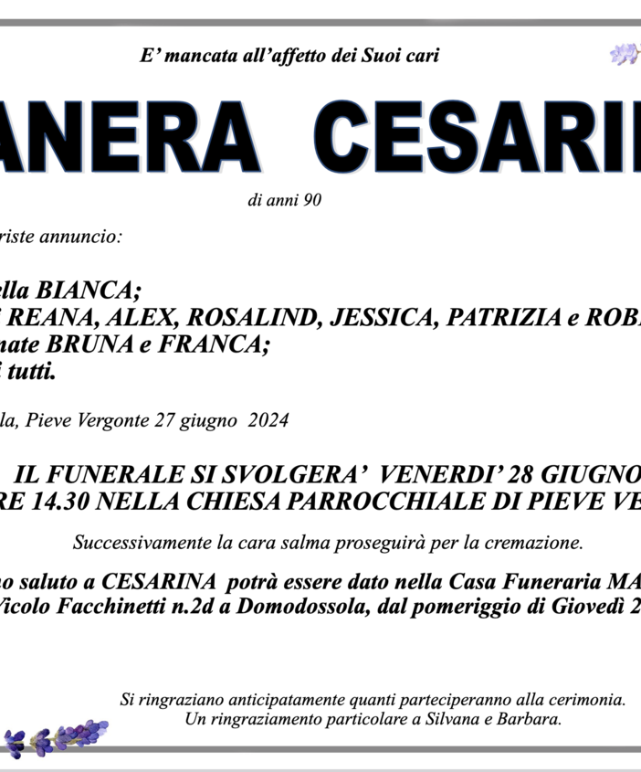 Manera Cesarina di anni 90