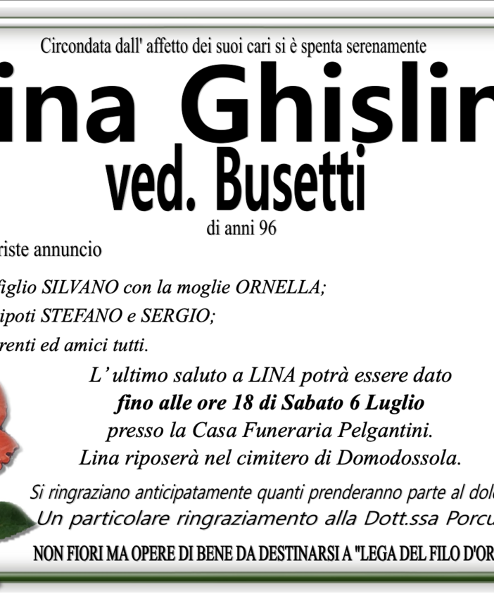 Lina Ghislini ved. Busetti di anni 96