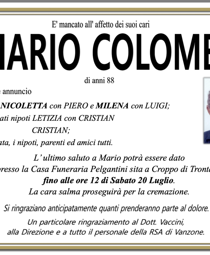 Mario Colombi di anni 88