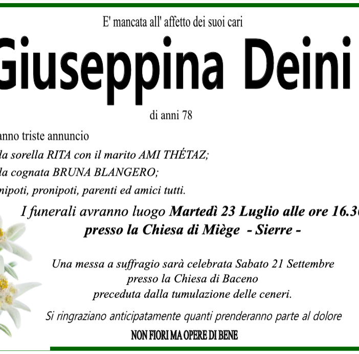 Giuseppina Deini 78 anni