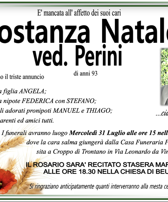 Costanza Natale ved. Perini di anni 93
