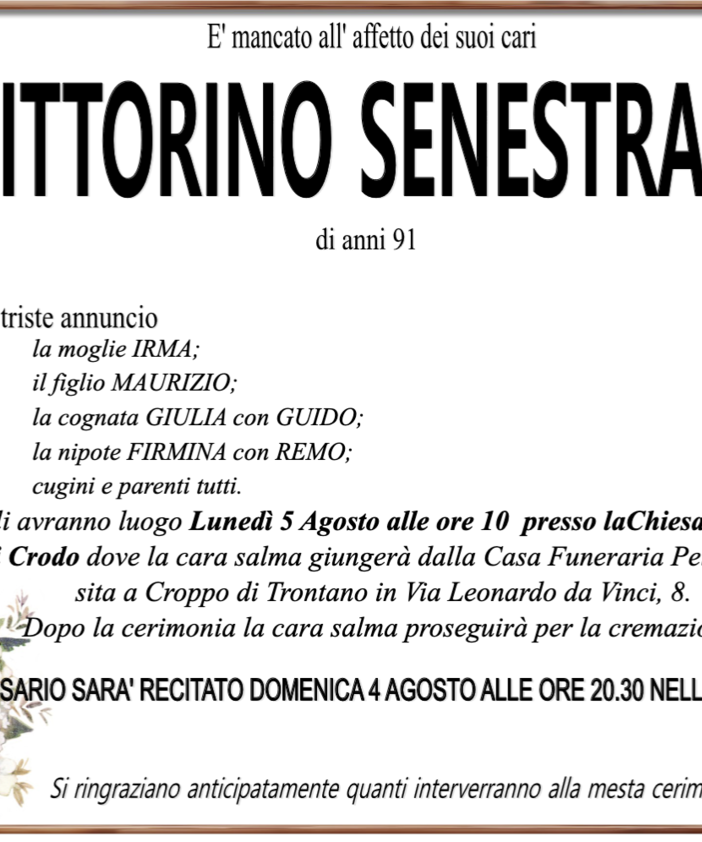 Vittorino Senestraro 91 anni