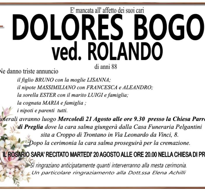 Dolores Bogo ved Rolando 88 anni