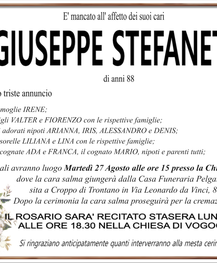 Giuseppe Stefanetta di anni 88