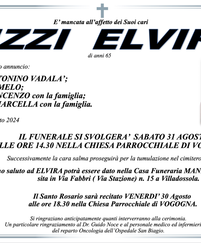 Pizzi Elvira di anni 65