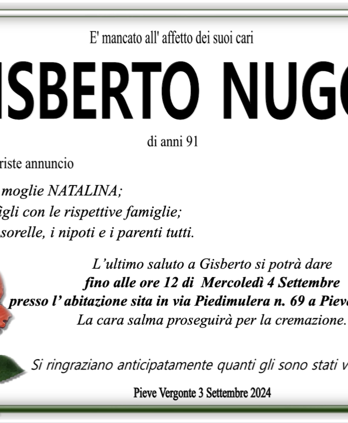 Nugo Gisberto 91 anni