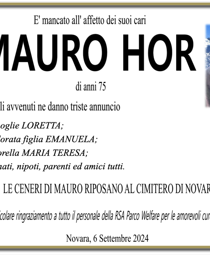 Mauro Hor 75 anni