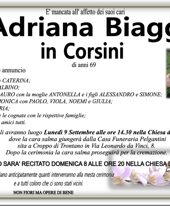 Adriana Biaggi in Corsini di anni 69