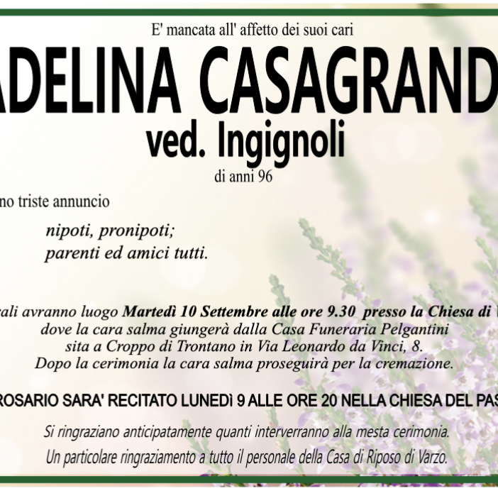 Adelina Casagrande ved. Ingignoli anni 96