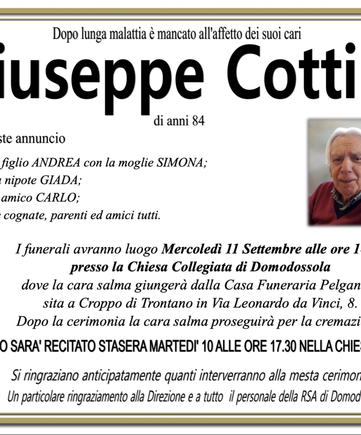 Giuseppe Cottini di anni 84