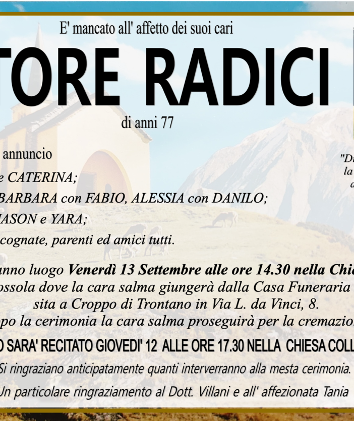 Ettore Radici di anni 77