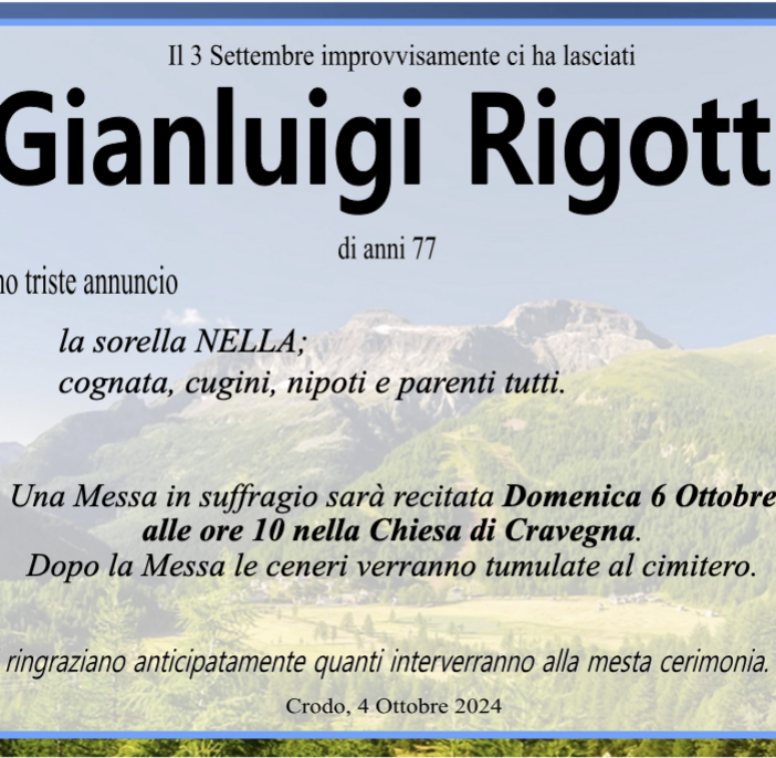 Gianluigi Rigotti anni 77