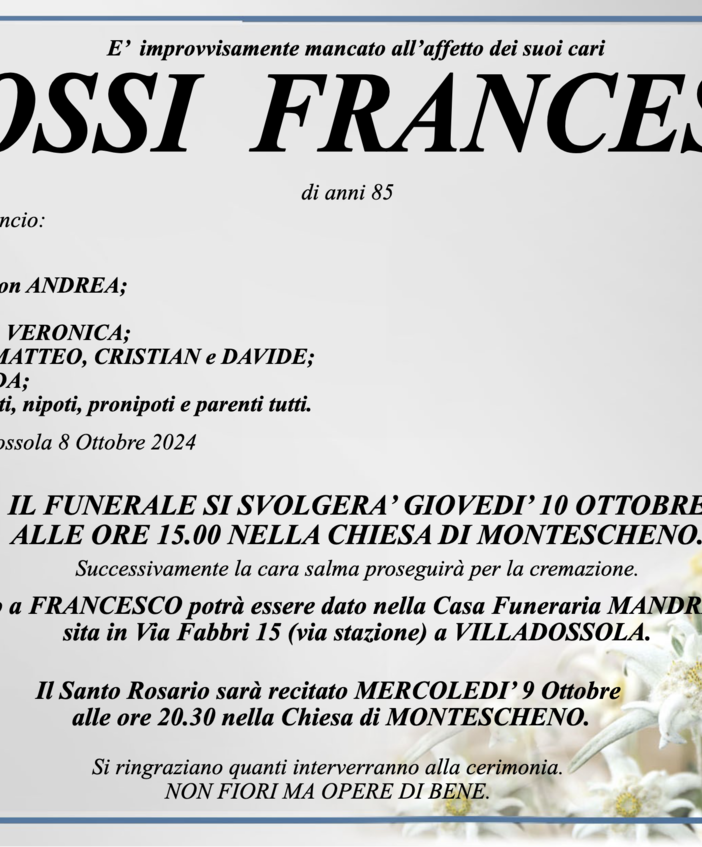 Grossi Francesco di anni 85