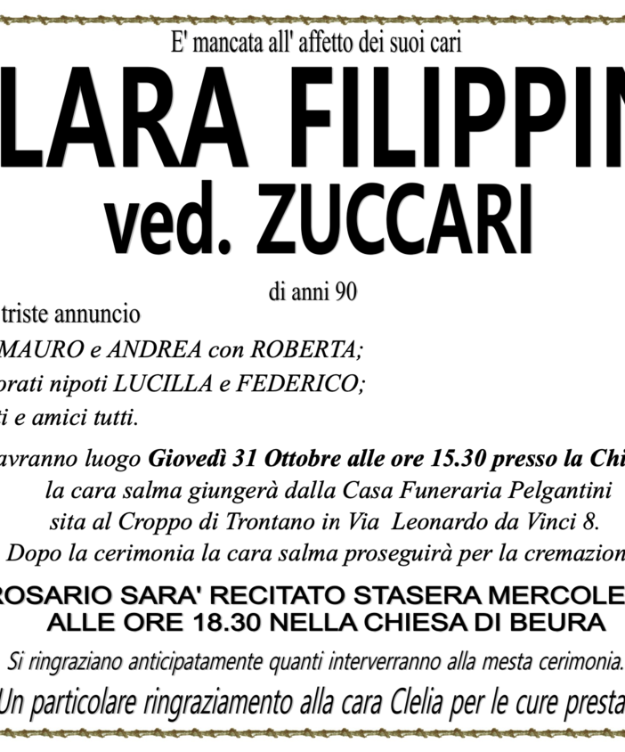 Clara Filippini ved. Zuccari di anni 90