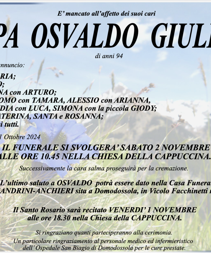 Lappa Osvaldo Giuliano di anni 94