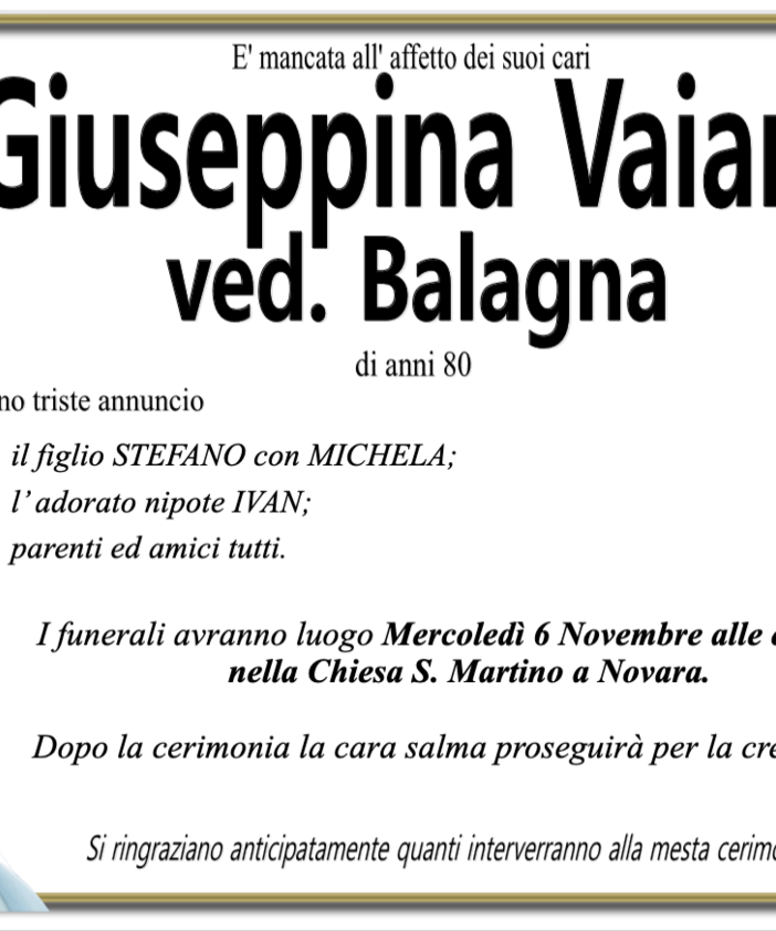 Giuseppina Vaiarini ved. Balagna di anni 80