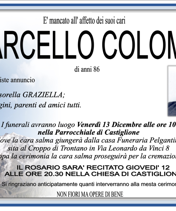 Marcello Colombi di anni 86