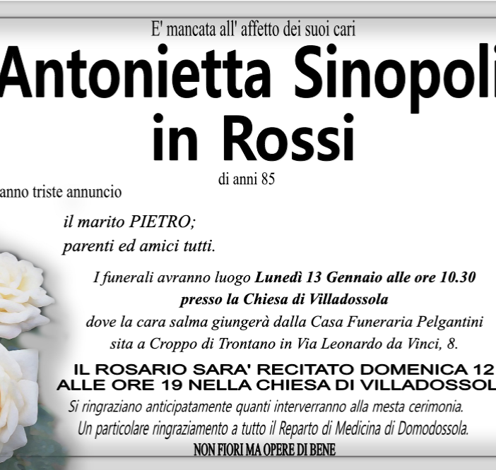 Antonietta Sinopoli in Rossi 85 anni