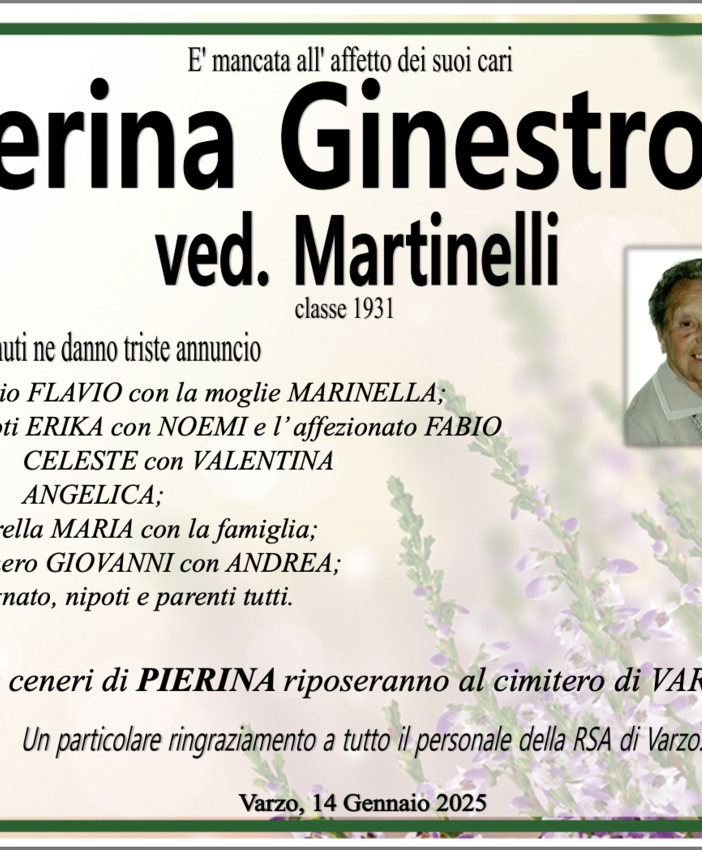 Pierina Ginestroni di anni classe 1931