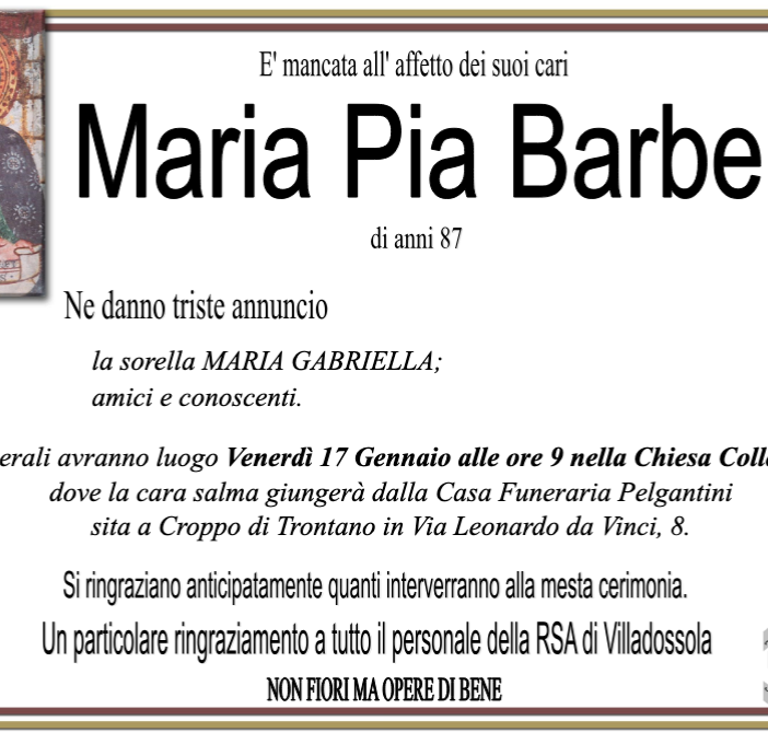 Maria Pia Barbieri 87 anni