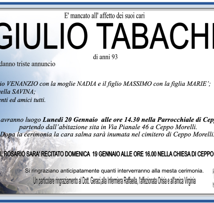 Giulio Tabachi 95 anni