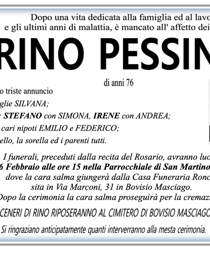 Rino Pessina di anni 76