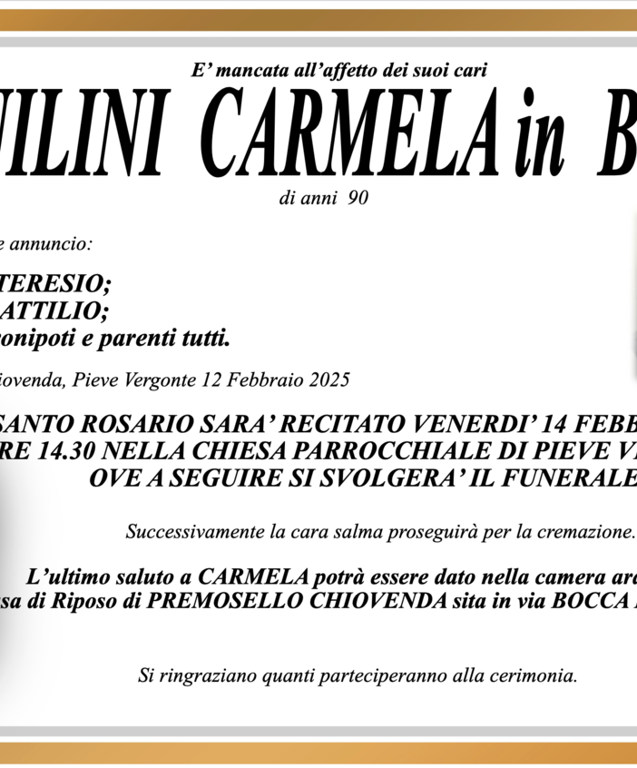 Aquilini Carmela in Bogo di anni 90