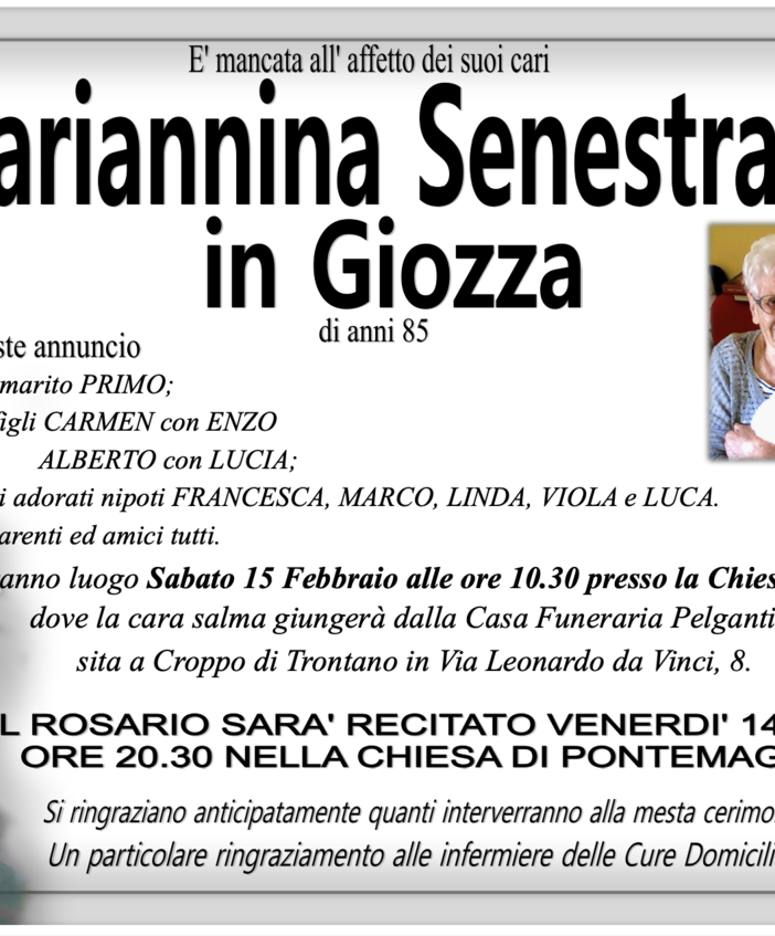 Mariannina Senestraro in Giozza di anni 85