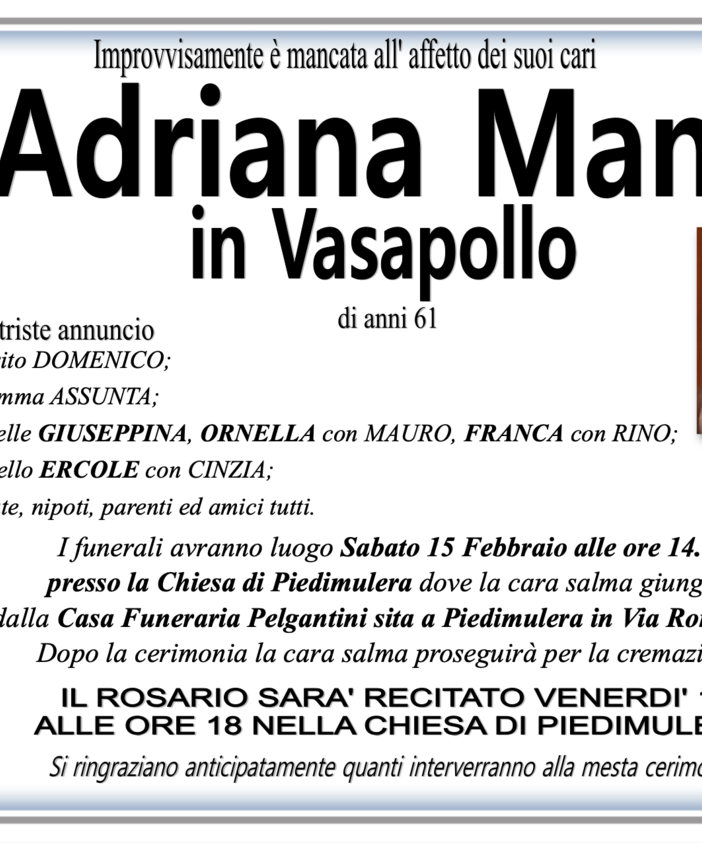 Adriana Manca in Vasapollo di anni 61