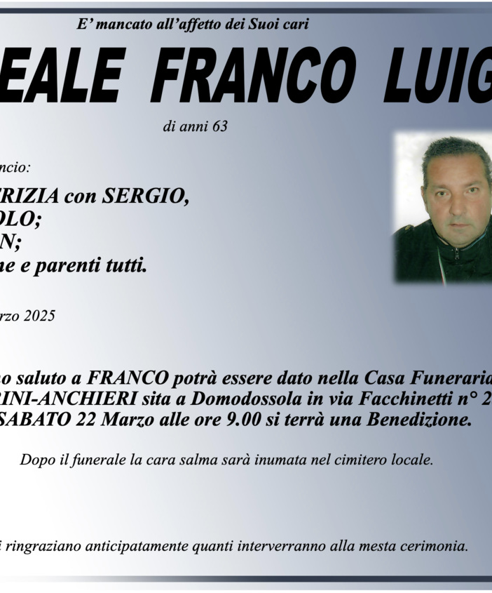 Correale Franco Luigi di anni 63