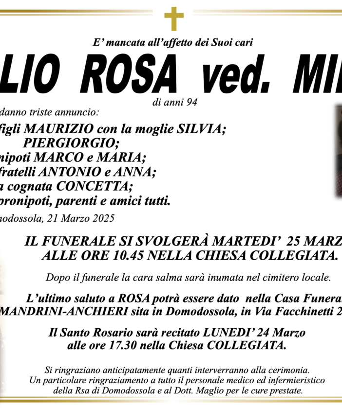 Maglio Rosa ved. Minoli di anni 94