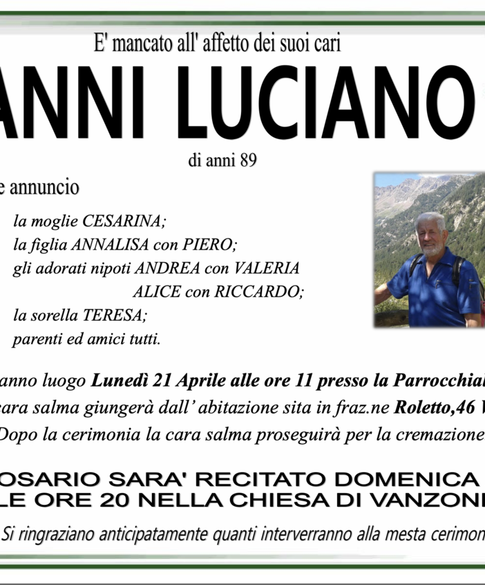 Gianni Luciano di anni 89