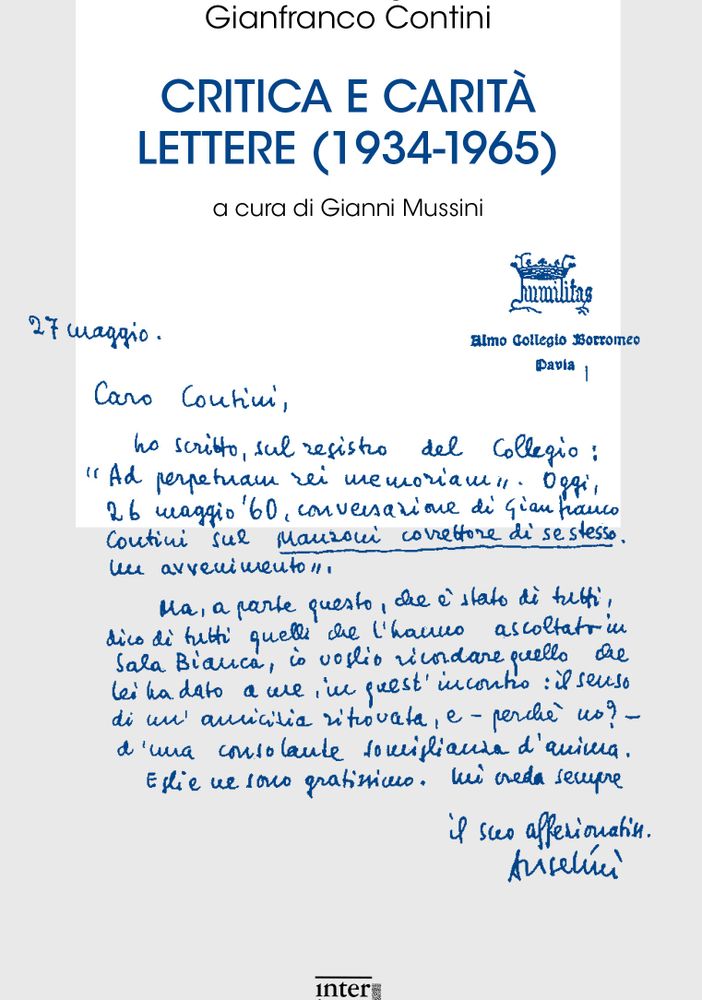 Sabato a La Fabbrica di Carta sarà presentato ‘Critica e carità di Gianfranco Contini e Cesare Angelini’